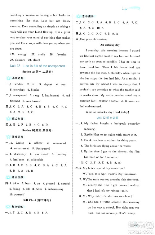 广西师范大学出版社2025年秋新课程学习与测评同步学习九年级英语全一册人教版答案