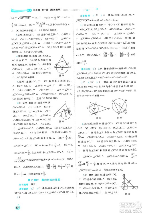 广西师范大学出版社2025年春新课程学习与测评同步学习九年级数学全一册湘教版答案