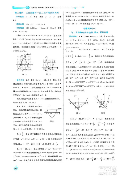 广西师范大学出版社2025年春新课程学习与测评同步学习九年级数学全一册沪科版答案