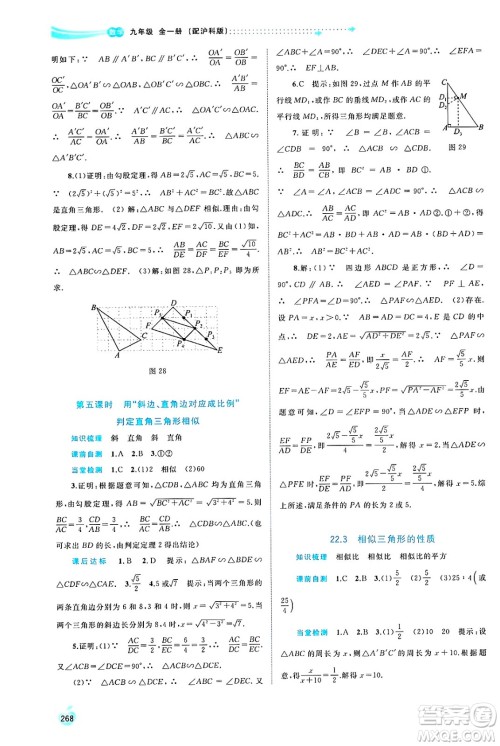 广西师范大学出版社2025年春新课程学习与测评同步学习九年级数学全一册沪科版答案