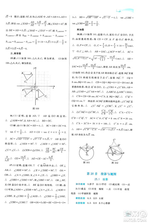 广西师范大学出版社2025年春新课程学习与测评同步学习九年级数学全一册沪科版答案