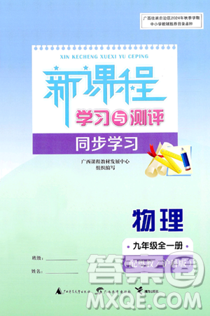 广西师范大学出版社2025年春新课程学习与测评同步学习九年级物理全一册沪粤版答案