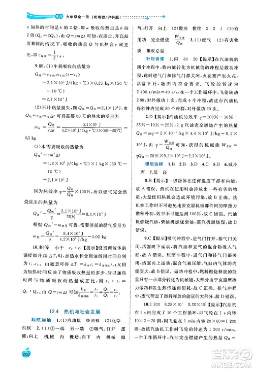 广西师范大学出版社2025年春新课程学习与测评同步学习九年级物理全一册沪粤版答案