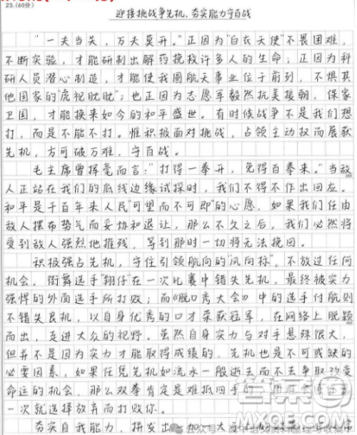 打得一拳开免得百拳来材料作文800字