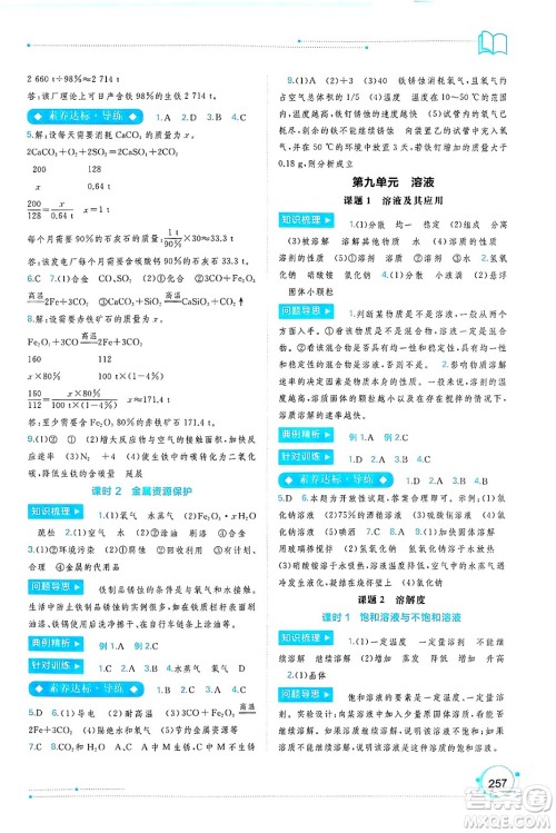 广西师范大学出版社2025年春新课程学习与测评同步学习九年级化学全一册人教版答案