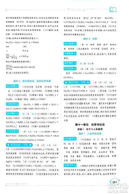 广西师范大学出版社2025年春新课程学习与测评同步学习九年级化学全一册人教版答案