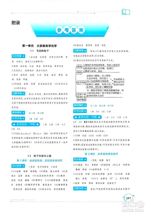 广西师范大学出版社2025年春新课程学习与测评同步学习九年级化学全一册科粤版答案