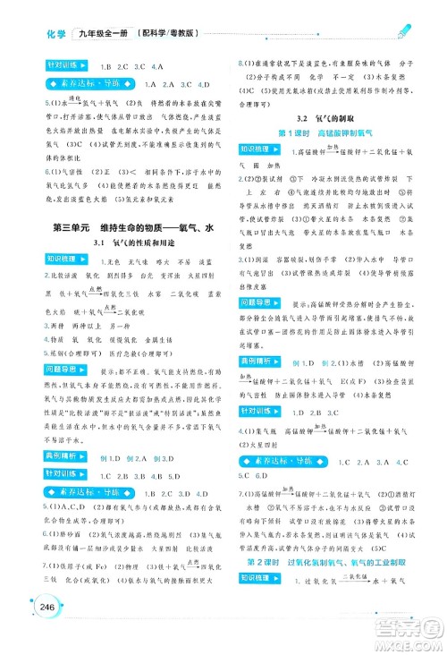 广西师范大学出版社2025年春新课程学习与测评同步学习九年级化学全一册科粤版答案