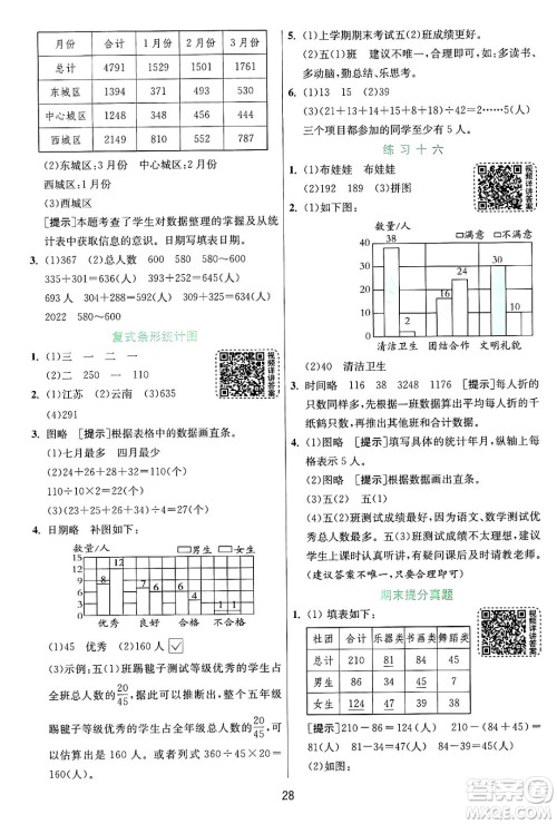 江苏人民出版社2024年秋春雨教育实验班提优训练五年级数学上册苏教版江苏专版答案