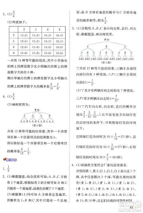 江苏人民出版社2024年秋春雨教育实验班提优训练九年级数学上册苏科版答案