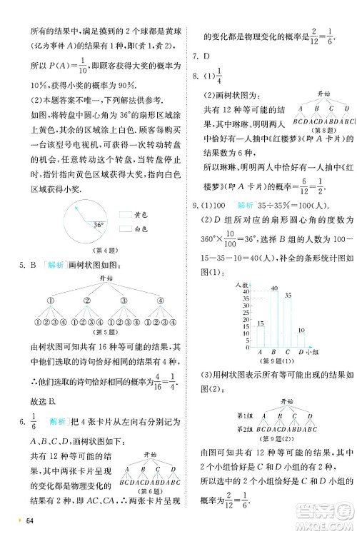 江苏人民出版社2024年秋春雨教育实验班提优训练九年级数学上册苏科版答案