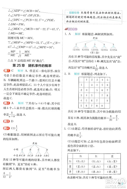 江苏人民出版社2024年秋春雨教育实验班提优训练九年级数学上册华师版答案