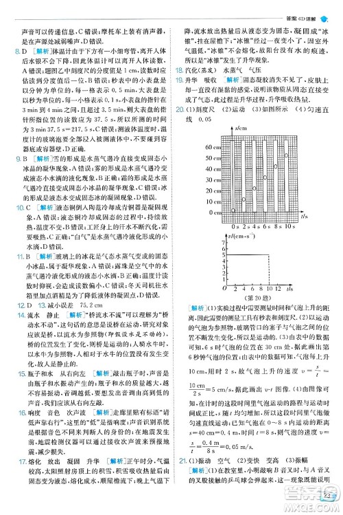 江苏人民出版社2024年秋春雨教育实验班提优训练八年级物理上册人教版天津专版答案 江苏人民出版社2024年秋春雨教育实验班提优训练八年级物理上册人教版天津专版答案
