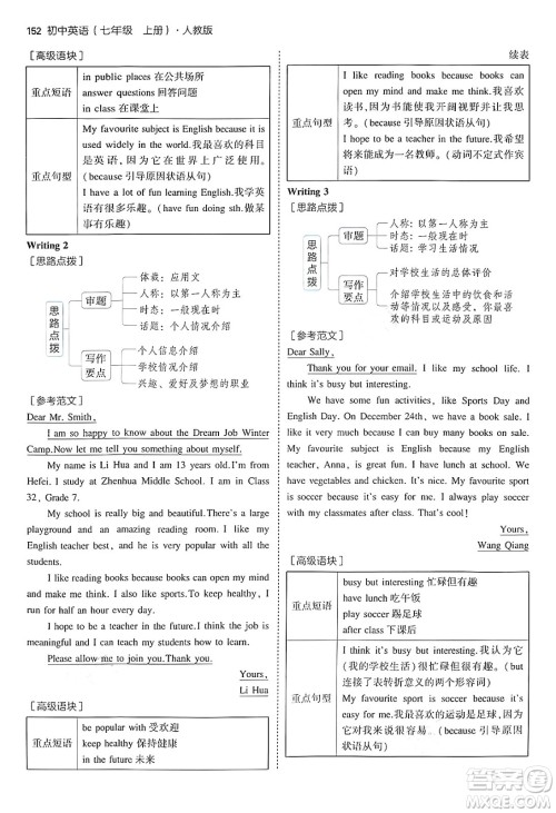 四川大学出版社2024年秋初中同步5年中考3年模拟七年级英语上册人教版答案