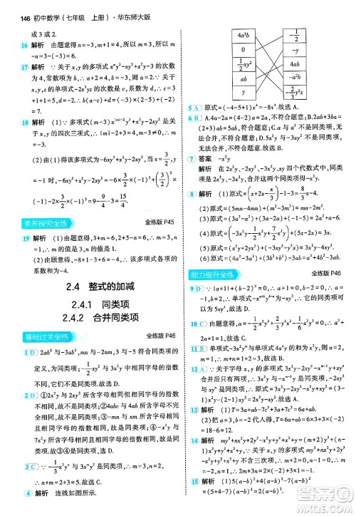 四川大学出版社2024年秋初中同步5年中考3年模拟七年级数学上册华师版答案