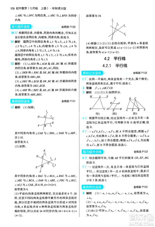 四川大学出版社2024年秋初中同步5年中考3年模拟七年级数学上册华师版答案