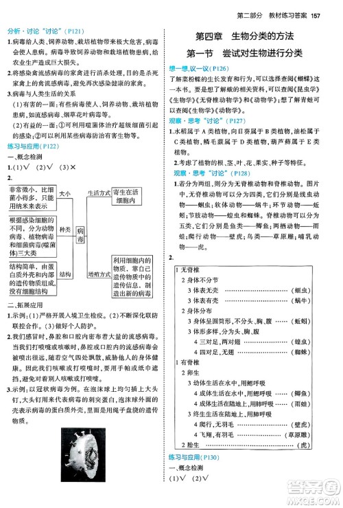 四川大学出版社2024年秋初中同步5年中考3年模拟七年级生物上册人教版答案