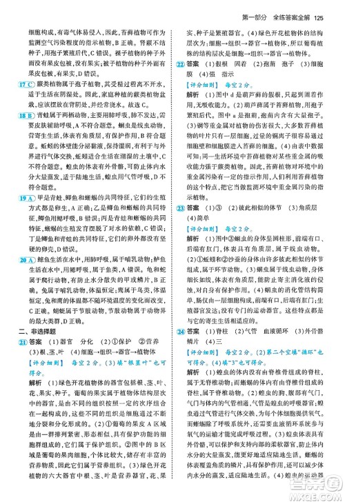 四川大学出版社2024年秋初中同步5年中考3年模拟七年级生物上册冀少版答案 四川大学出版社2024年秋初中同步5年中考3年模拟七年级生物上册冀少版答案