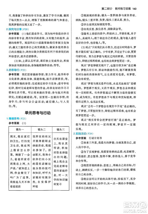 四川大学出版社2024年秋初中同步5年中考3年模拟七年级道德与法治上册人教版答案 四川大学出版社2024年秋初中同步5年中考3年模拟七年级道德与法治上册人教版答案