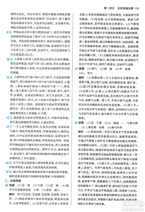 首都师范大学出版社2024年秋初中同步5年中考3年模拟七年级生物上册鲁科版山东专版答案 首都师范大学出版社2024年秋初中同步5年中考3年模拟七年级生物上册鲁科版山东专版答案