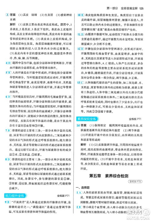 首都师范大学出版社2024年秋初中同步5年中考3年模拟七年级生物上册鲁科版山东专版答案 首都师范大学出版社2024年秋初中同步5年中考3年模拟七年级生物上册鲁科版山东专版答案