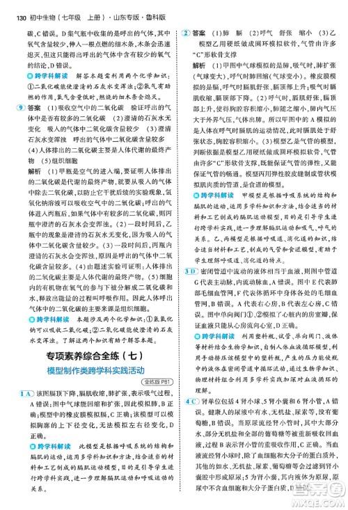 首都师范大学出版社2024年秋初中同步5年中考3年模拟七年级生物上册鲁科版山东专版答案 首都师范大学出版社2024年秋初中同步5年中考3年模拟七年级生物上册鲁科版山东专版答案