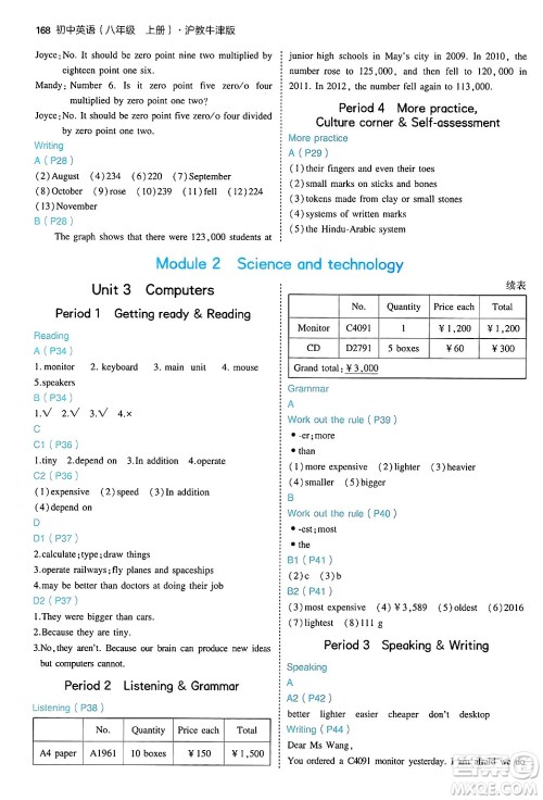 四川大学出版社2024年秋初中同步5年中考3年模拟八年级英语上册沪教牛津版答案 四川大学出版社2024年秋初中同步5年中考3年模拟八年级英语上册沪教牛津版答案