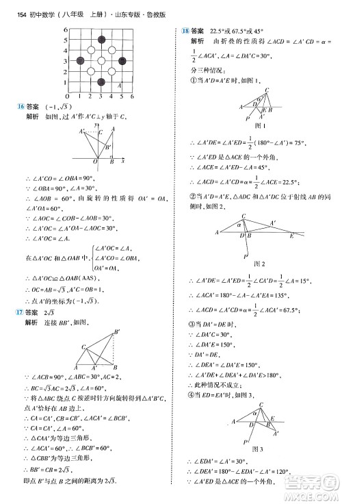 四川大学出版社2024年秋初中同步5年中考3年模拟八年级数学上册鲁教版山东专版答案