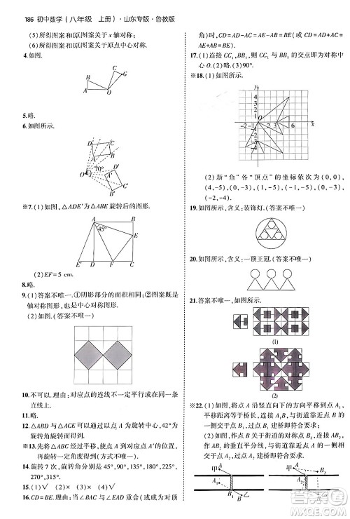 四川大学出版社2024年秋初中同步5年中考3年模拟八年级数学上册鲁教版山东专版答案