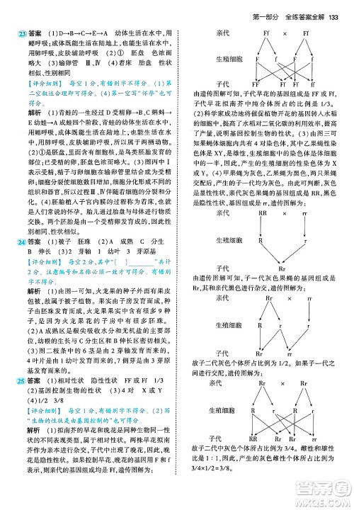 四川大学出版社2024年秋初中同步5年中考3年模拟八年级生物上册济南版答案