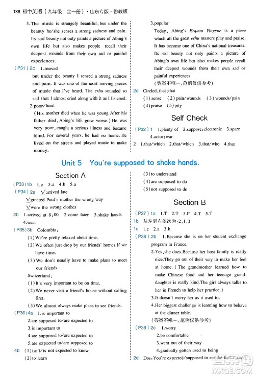 首都师范大学出版社2025年秋初中同步5年中考3年模拟九年级英语全一册鲁教版山东专版答案 首都师范大学出版社2025年秋初中同步5年中考3年模拟九年级英语全一册鲁教版山东专版答案