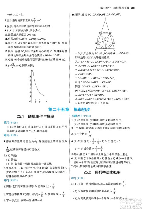 首都师范大学出版社2024年秋初中同步5年中考3年模拟九年级数学上册人教版答案