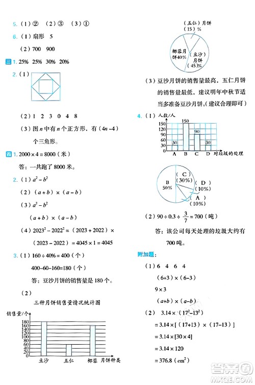 吉林教育出版社2024年秋荣德基好卷六年级数学上册人教版福建专版答案