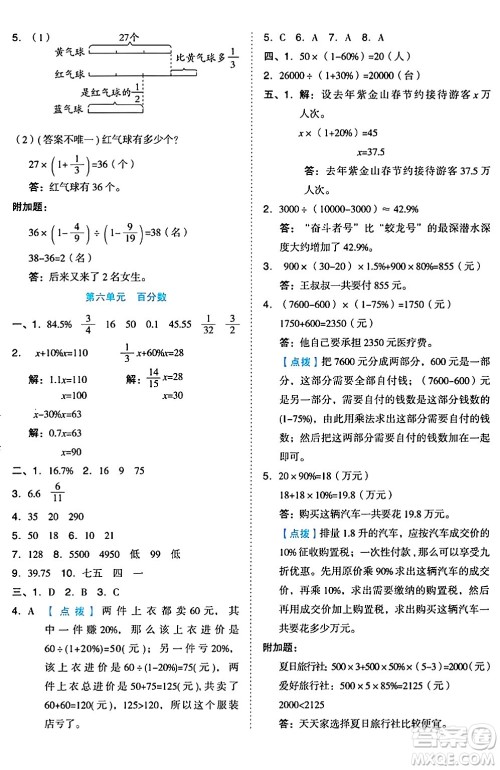 吉林教育出版社2024年秋荣德基好卷六年级数学上册苏教版答案 吉林教育出版社2024年秋荣德基好卷六年级数学上册苏教版答案