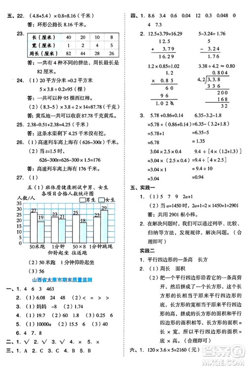吉林教育出版社2024年秋荣德基好卷五年级数学上册苏教版答案 吉林教育出版社2024年秋荣德基好卷五年级数学上册苏教版答案