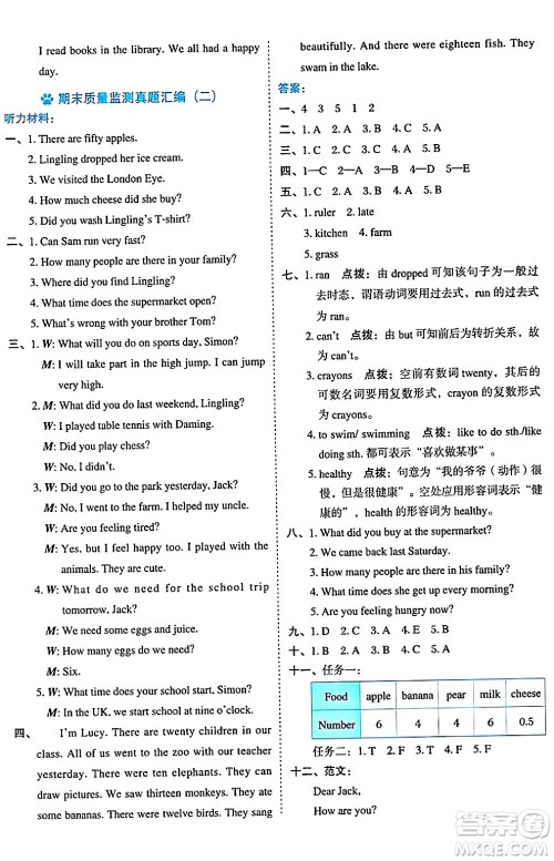 吉林教育出版社2024年秋荣德基好卷五年级英语上册外研版三起点答案 吉林教育出版社2024年秋荣德基好卷五年级英语上册外研版三起点答案