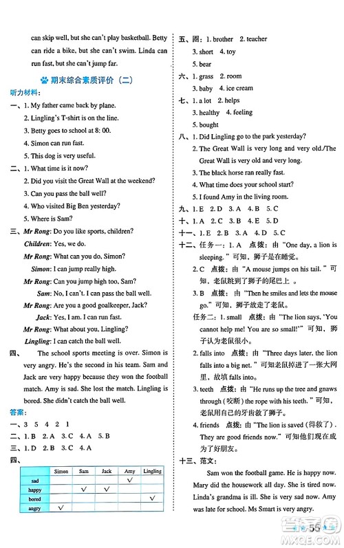 吉林教育出版社2024年秋荣德基好卷五年级英语上册外研版三起点答案 吉林教育出版社2024年秋荣德基好卷五年级英语上册外研版三起点答案
