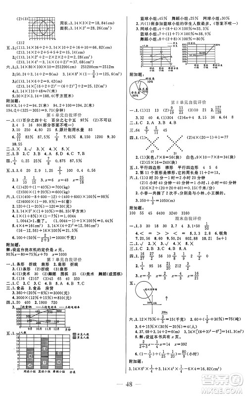 阳光出版社2024年秋扬帆文化激活思维智能训练六年级数学上册人教版答案