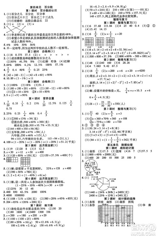 阳光出版社2024年秋扬帆文化激活思维智能训练六年级数学上册北师大版答案