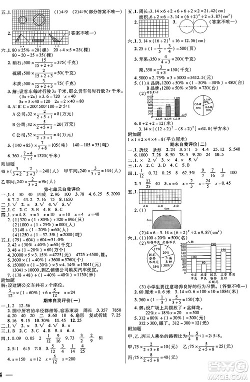 阳光出版社2024年秋扬帆文化激活思维智能训练六年级数学上册北师大版答案