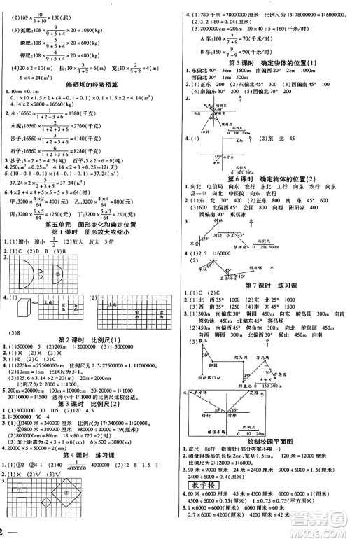 阳光出版社2024年秋扬帆文化激活思维智能训练六年级数学上册西师版答案