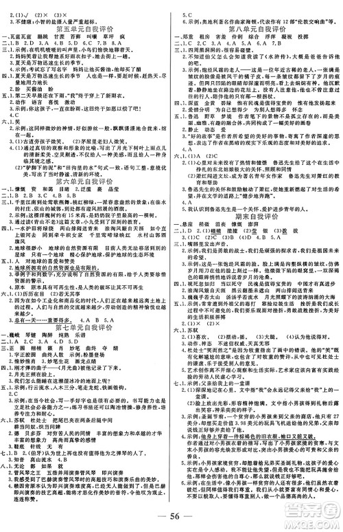 阳光出版社2024年秋扬帆文化激活思维智能训练六年级语文上册人教版答案