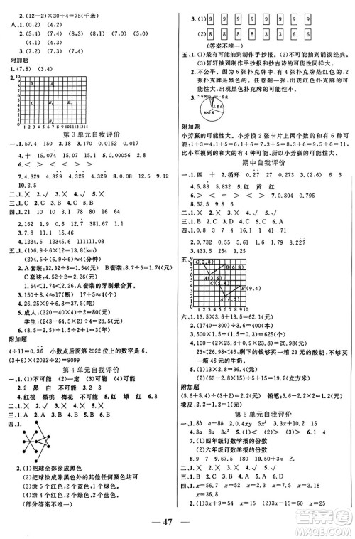 阳光出版社2024年秋扬帆文化激活思维智能训练五年级数学上册人教版答案