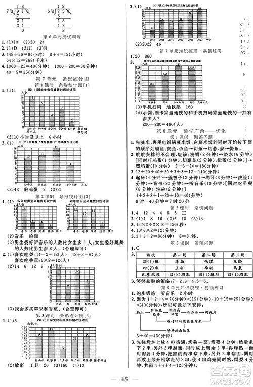 阳光出版社2024年秋扬帆文化激活思维智能训练四年级数学上册人教版答案