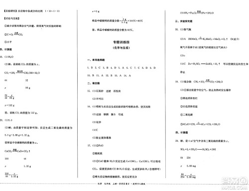 四川教育出版社2024年秋课堂伴侣学情点评九年级化学上册人教版答案