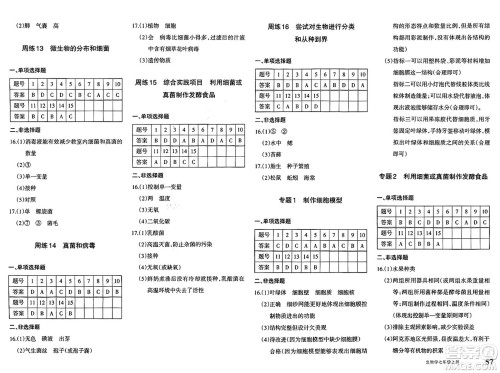 新疆青少年出版社2024年秋优学1+1评价与测试七年级生物上册通用版答案