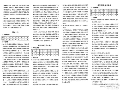 新疆青少年出版社2024年秋优学1+1评价与测试七年级道德与法治上册通用版答案