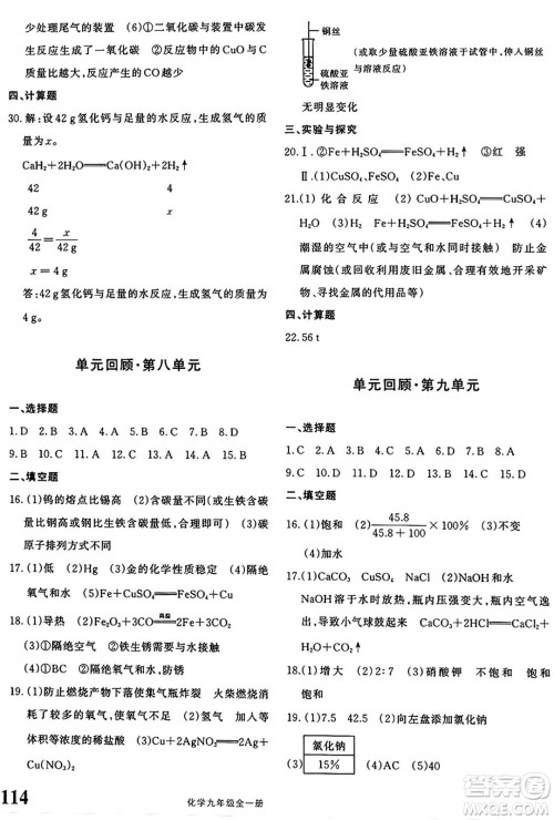 新疆青少年出版社2025年秋优学1+1评价与测试九年级化学全一册通用版答案