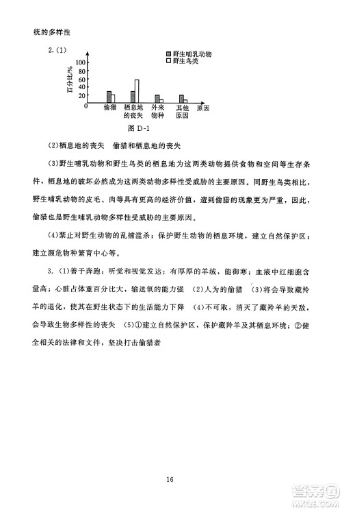 北京师范大学出版社2024年秋京师普教伴你学同步学习手册八年级生物学上册人教版答案