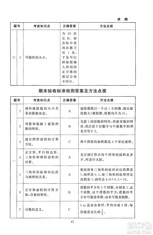 北京师范大学出版社2024年秋京师普教伴你学同步学习手册五年级数学上册北师大版答案